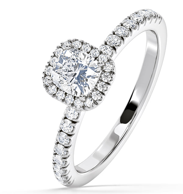 Beatrice Diamond Halo Engagement Ring in Platinum 1ct G/SI1
